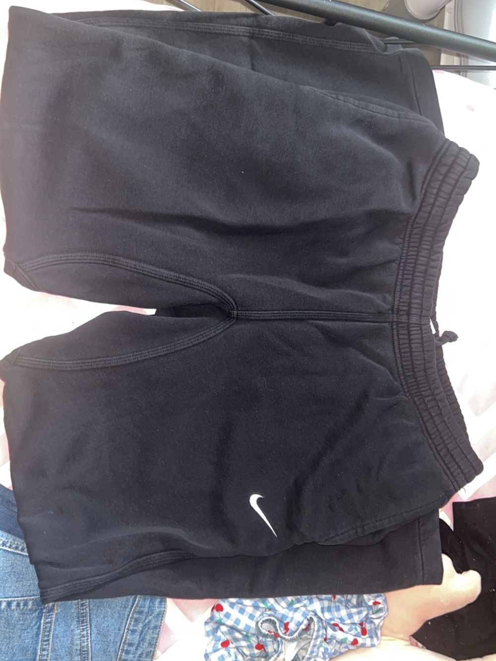 Nike Black Men's Sweatshorts with White Swoosh Logo